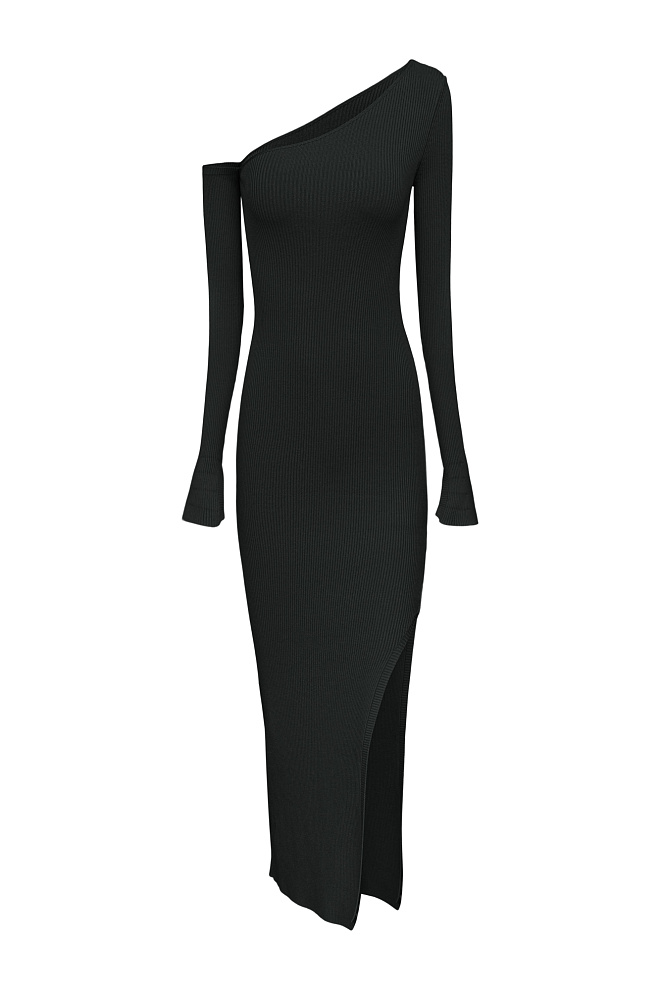 Платье с асимметричным вырезом горловины