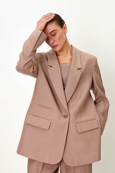 Жакет с разрезами по бокам из 100% льна