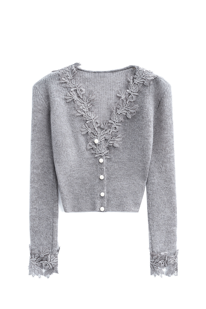 Кардиган из шерсти мериноса с кружевом