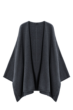 графит Трикотажный кардиган из шерсти и кашемира. Модель свободного кроя, с длинными широкими рукавами и спущенной линией плеч. Без застежки.