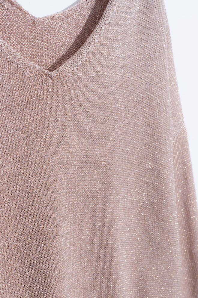Джемпер из вискозы с люрексом и V-образным вырезом