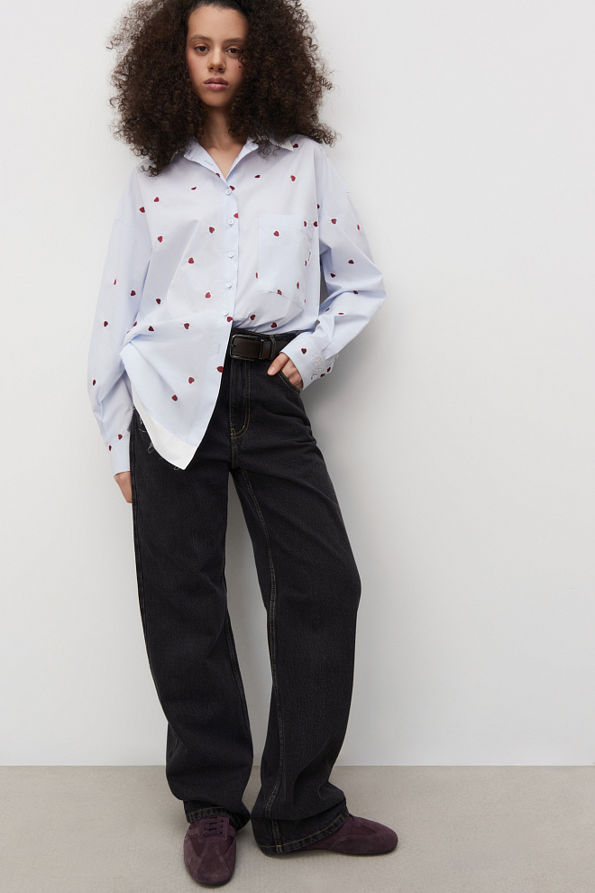 Рубашка из 100% хлопка с принтом в виде сердечек