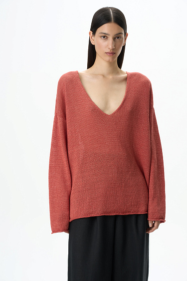 Джемпер с V-образным вырезом из 100% льна