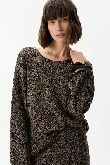 Джемпер из хлопка с пайетками и люрексом