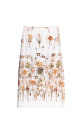 Юбка длины миди с цветочным орнаментом, вышитым пайетками и бисером. Модель без подкладки. Застежка на молнию сбоку.