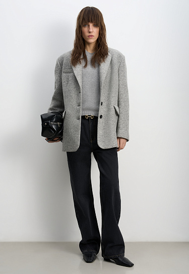 Жакет-пальто с поясом из экокожи