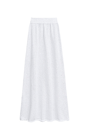 белый Трикотажная юбка длины макси из хлопка с добавлением вискозы. Модель А-силуэта, с широким эластичным поясом на резинке. Изделие декорировано маленькими пайетками.
