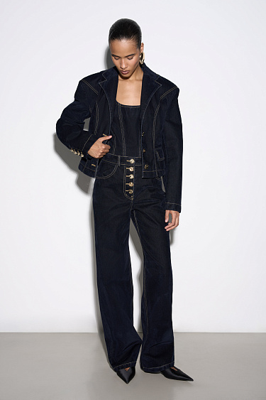 Джинсовый жакет с эффектом бархата