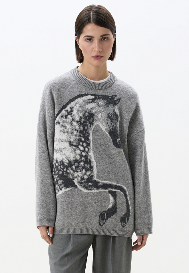 Трикотажный джемпер с принтом лошади