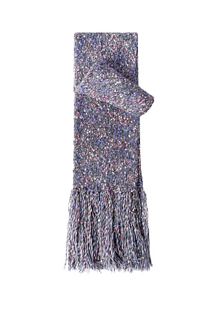 серый Трикотажный шарф из буклированной пряжи с длинной бахромой.