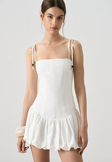 Платье из 100% льна с юбкой-баллон