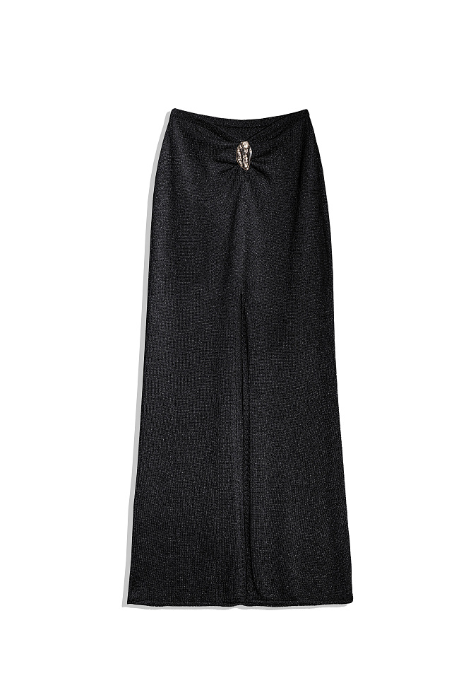 Юбка макси с люрексом и декоративным элементом