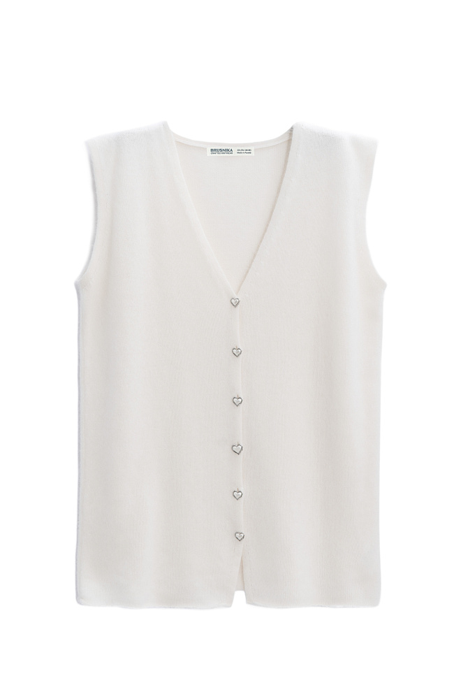 Удлиненный жилет из пуха лисы