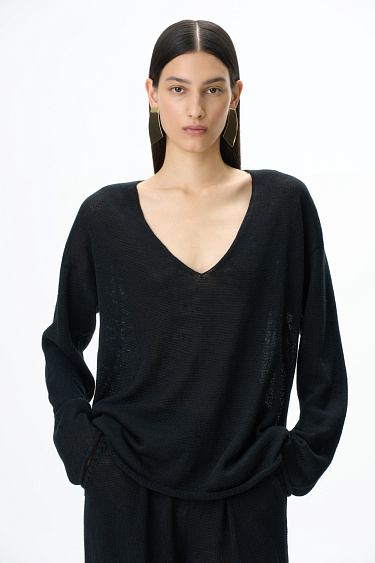 Джемпер с V-образным вырезом из 100% льна