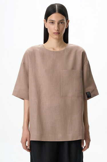 Футболка из 100% льна с нагрудным карманом