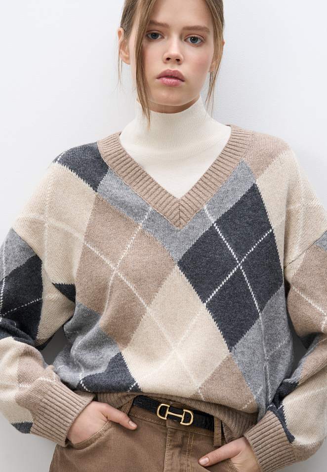 Джемпер из кашемира с узором аргайл
