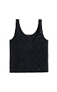 Трикотажный топ из хлопка с пайетками. Модель прямого кроя, на бретельках, с глубоким вырезом горловины.