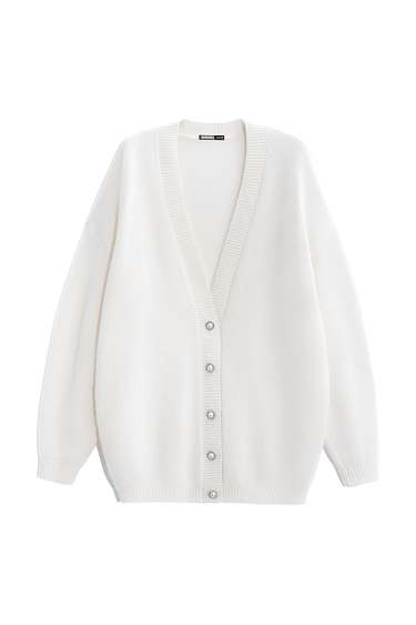 Удлиненный кардиган из пуха лисы 