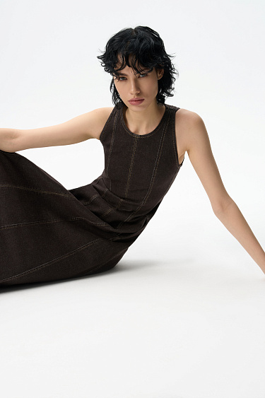 Джинсовое платье макси