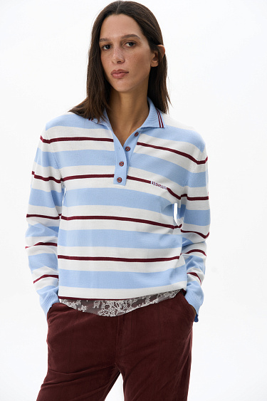 Трикотажное поло в полоску