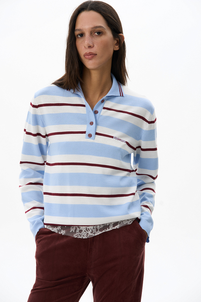 Трикотажное поло в полоску