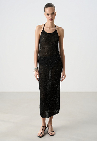 Трикотажное платье с пайетками