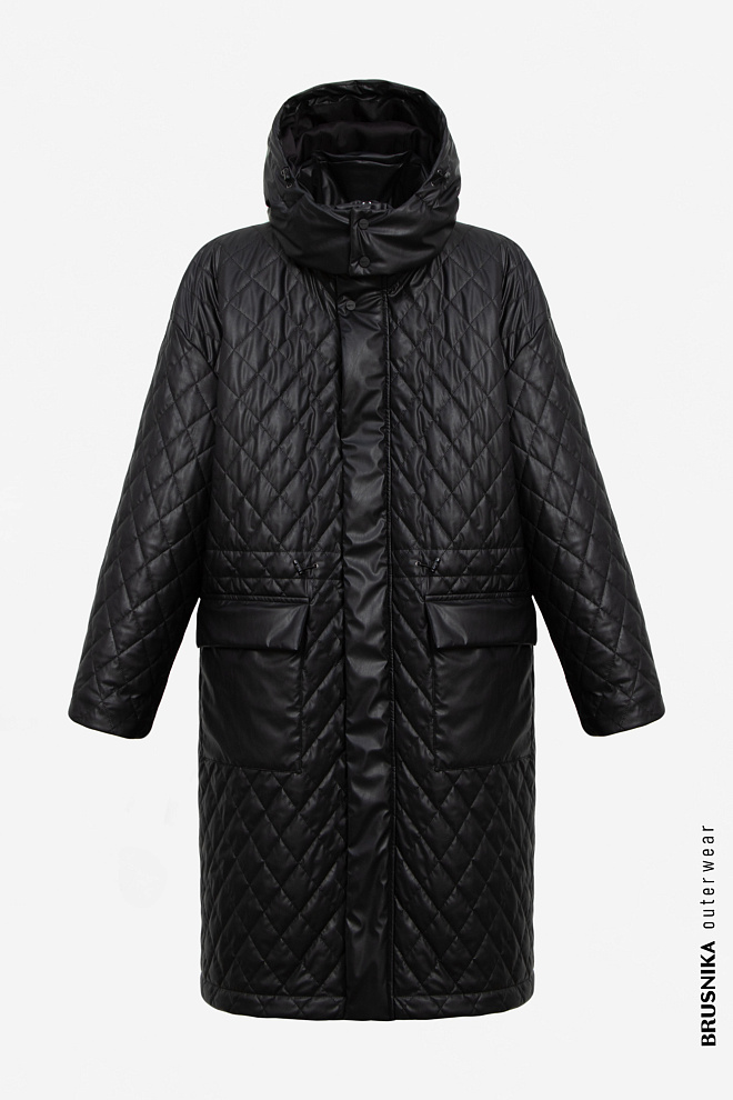Стеганое пальто с капюшоном