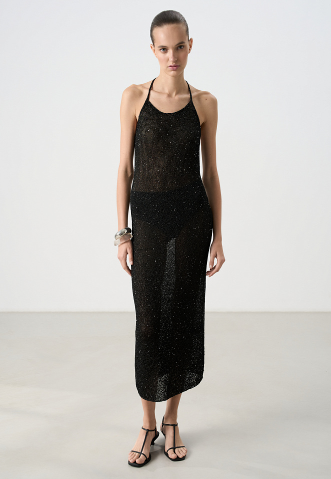 Трикотажное платье с пайетками