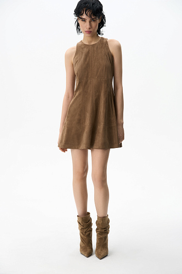 Платье мини под замшу