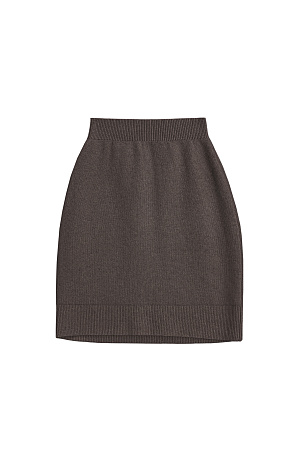 коричневый Трикотажная юбка длины мини из шерсти с добавлением кашемира. Модель по фигуре с эластичным поясом на резинке.