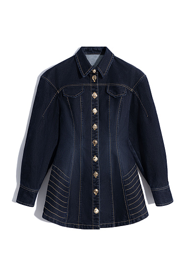 Джинсовое платье мини с эффектом бархата