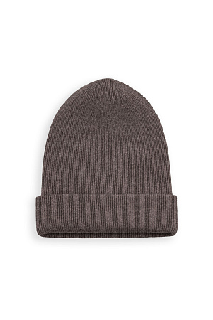 коричневый Трикотажная шапка из кашемира и шерсти. Модель с подворотом.