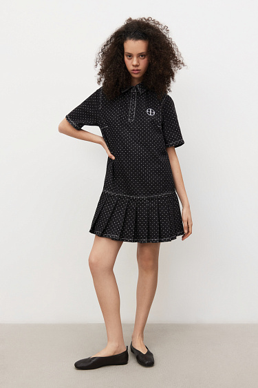 Джинсовое платье в горох