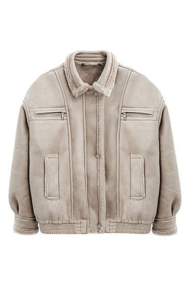 Шерстяной бомбер с воротником-стойкой