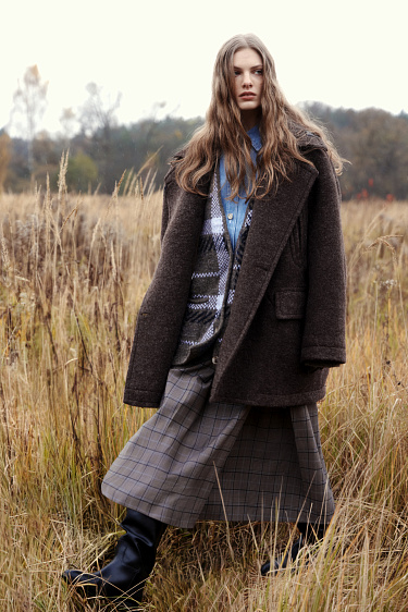 Юбка миди из шерсти в клетку