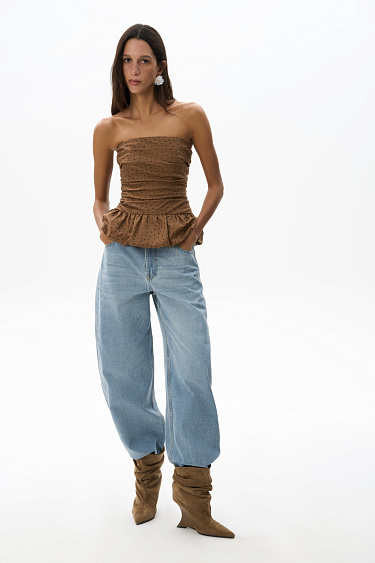 Корсет в горошек с баской 