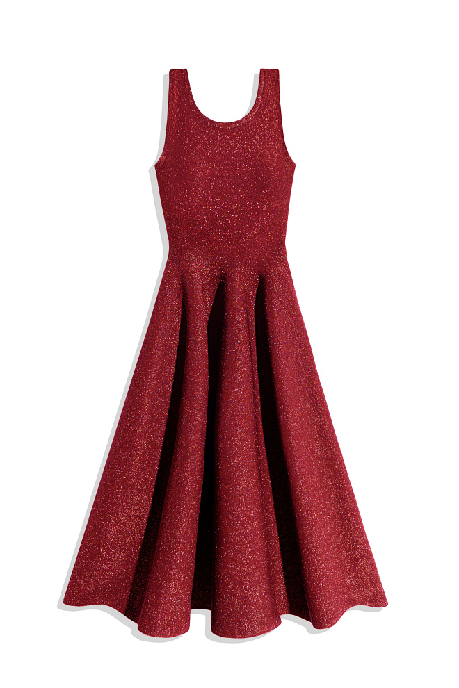 Трикотажное платье миди с люрексом