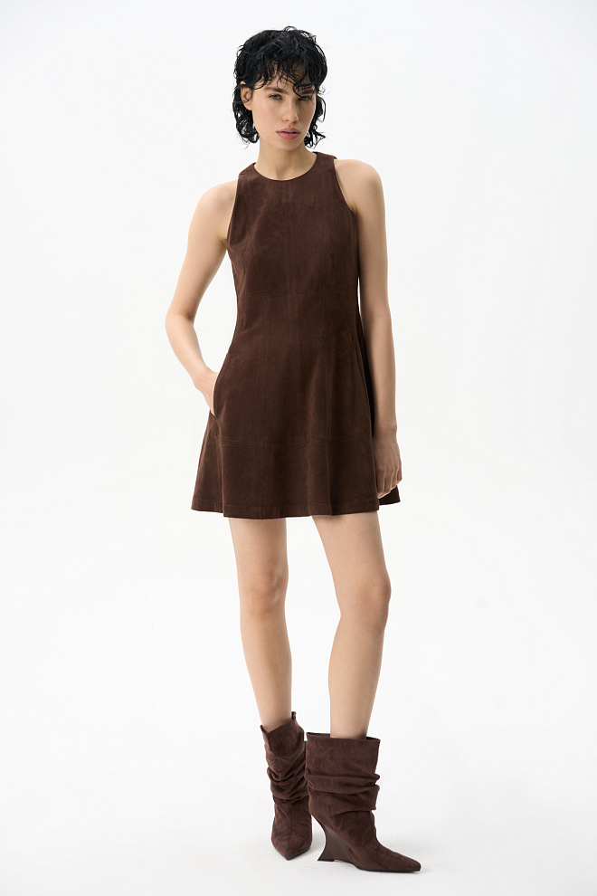 Платье мини под замшу