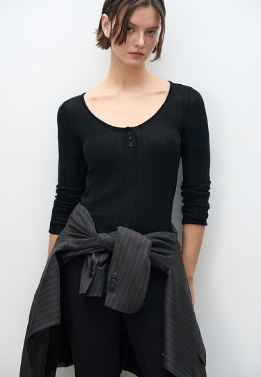 Лонгслив из шерсти мериноса экстрафайн