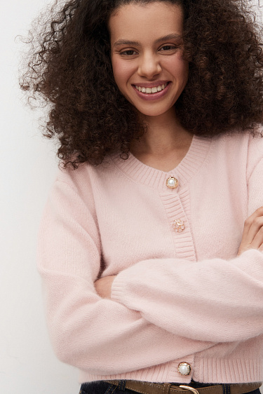 Кардиган из пуха лисы на пуговицах 