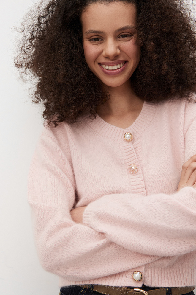 Кардиган из пуха лисы на пуговицах 