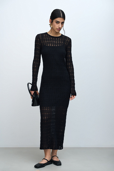 Ажурное платье из супер кид мохера и беби альпака