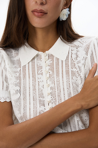 Ажурное поло с пайетками