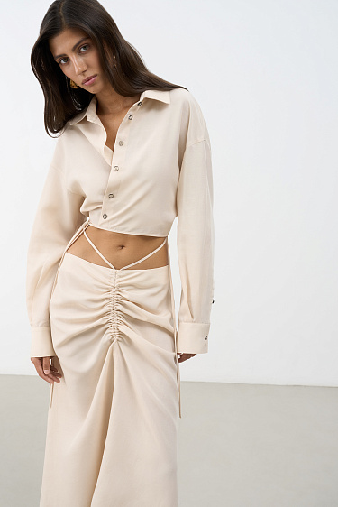 Укороченная рубашка с завязками