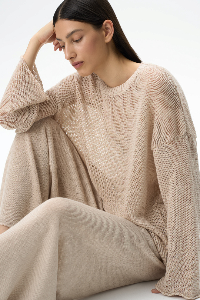 Полупрозрачный джемпер из 100% льна