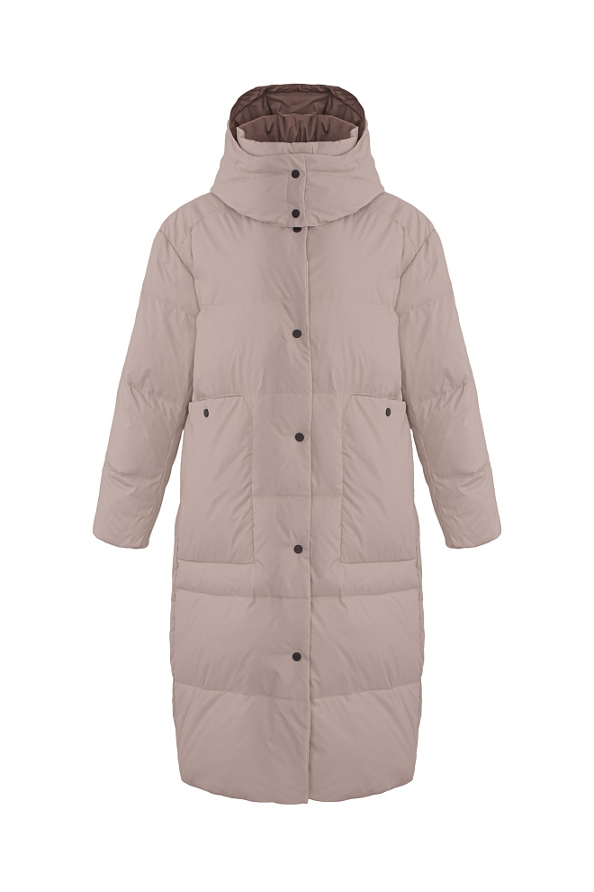 Удлиненный пуховик с капюшоном
