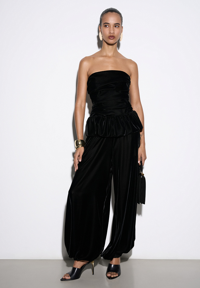 Бархатные брюки-джоггеры