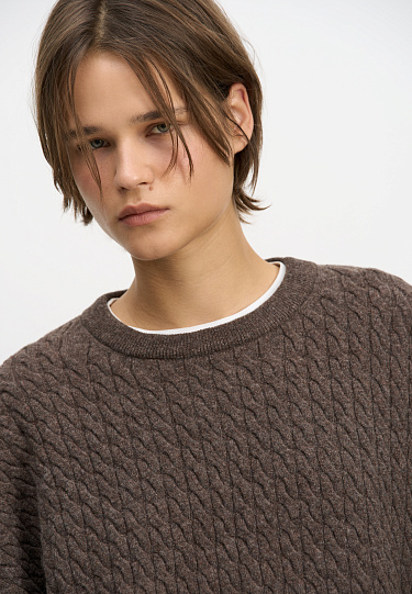 Джемпер с косами из 100% шерсти мериноса экстрафайн