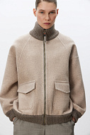 Бомбер из шерсти с трикотажными деталями, S