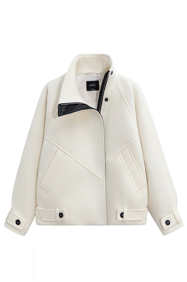 Бомбер из шерсти с воротником-стойкой